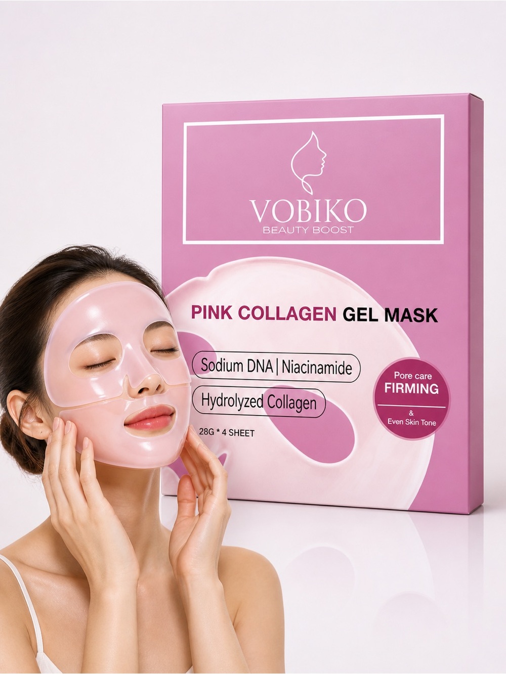 K-Beauty Glass Skin Collagen Gel Mask Hydrating Firming 4pc VOBIKO